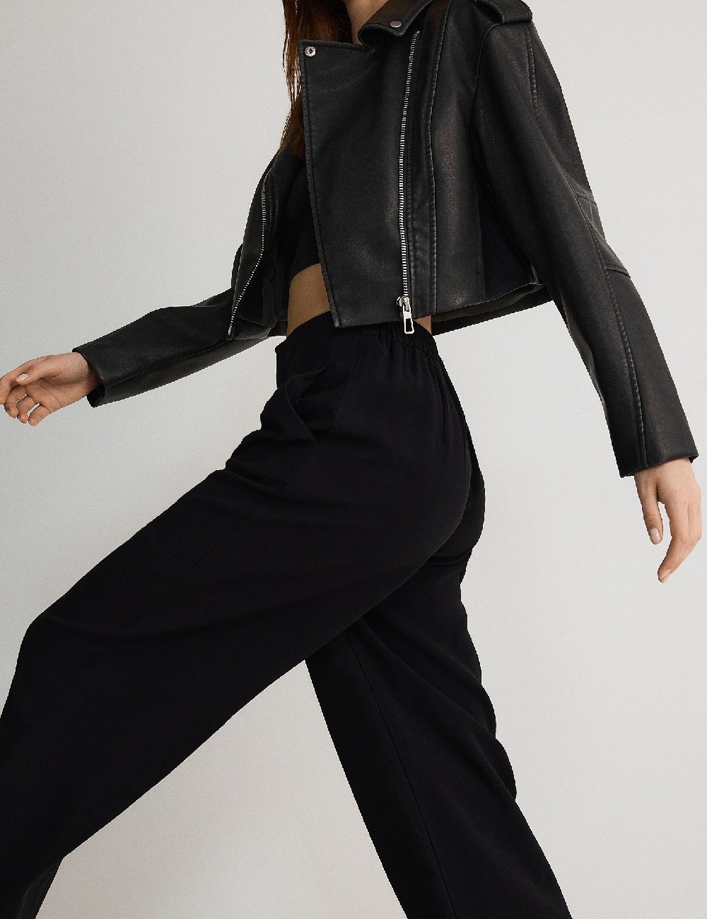 Pantaloni Reserved, negru - 1 | YEO