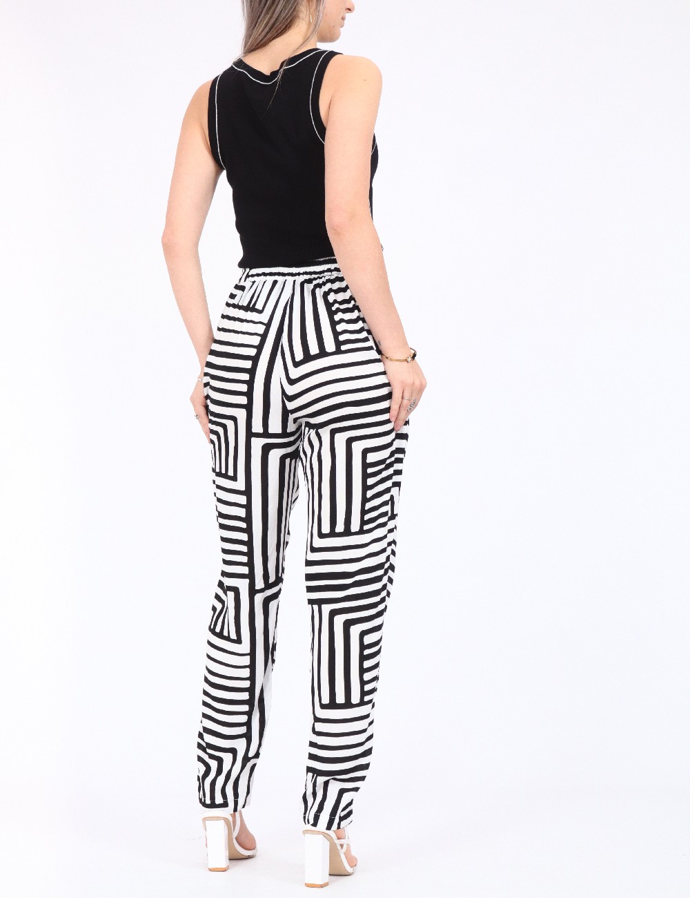Pantaloni Vero Moda, alb/negru - 1 | YEO
