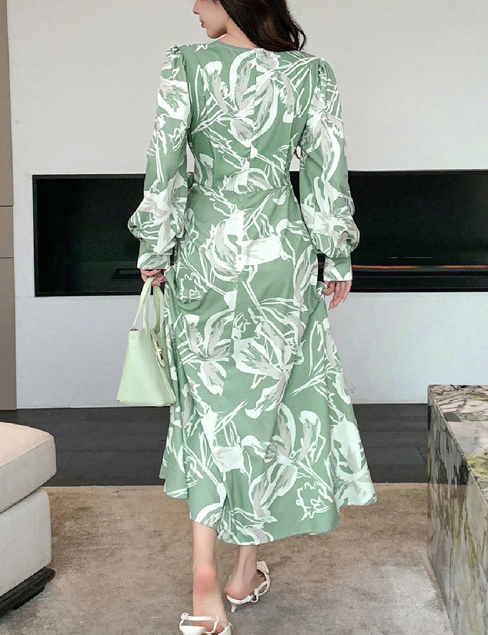 Rochie lunga Dazy, verde - 1 | YEO