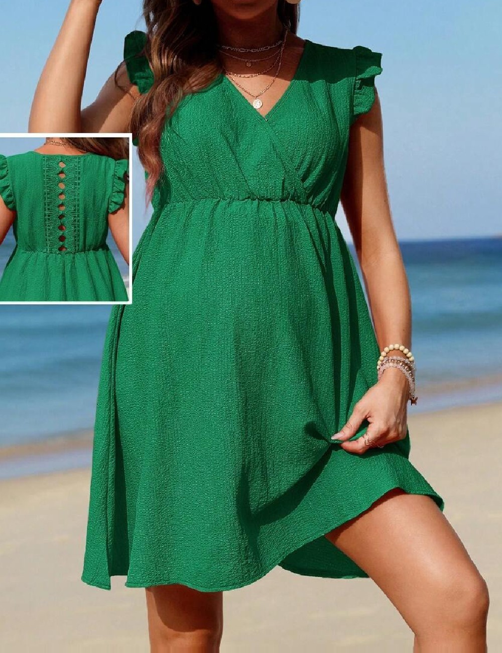 Rochie scurta SHEIN Maternity, verde - 1 | YEO