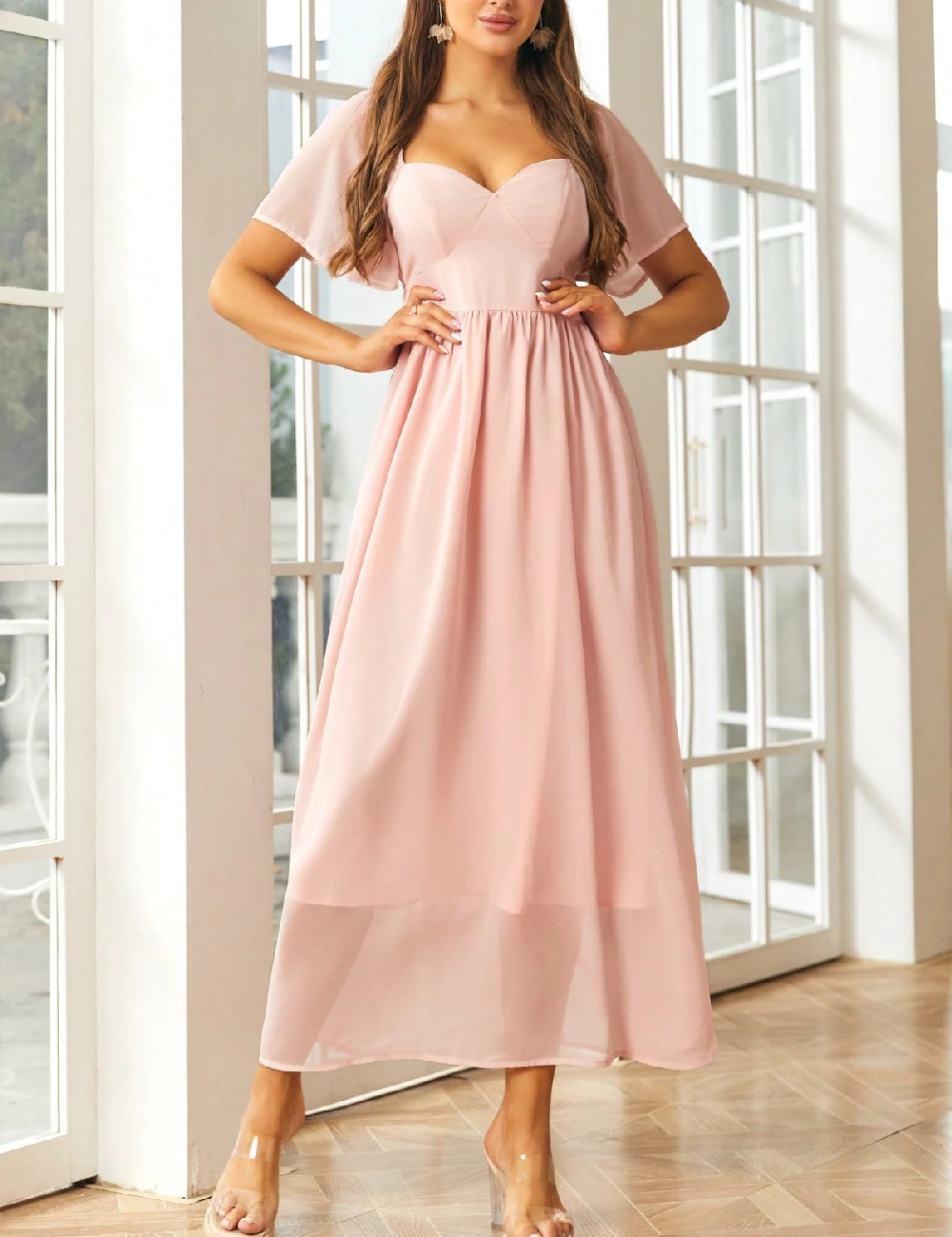Rochie lunga SBetro, roz