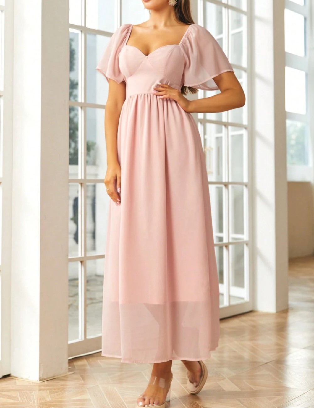 Rochie lunga SBetro, roz - 1 | YEO