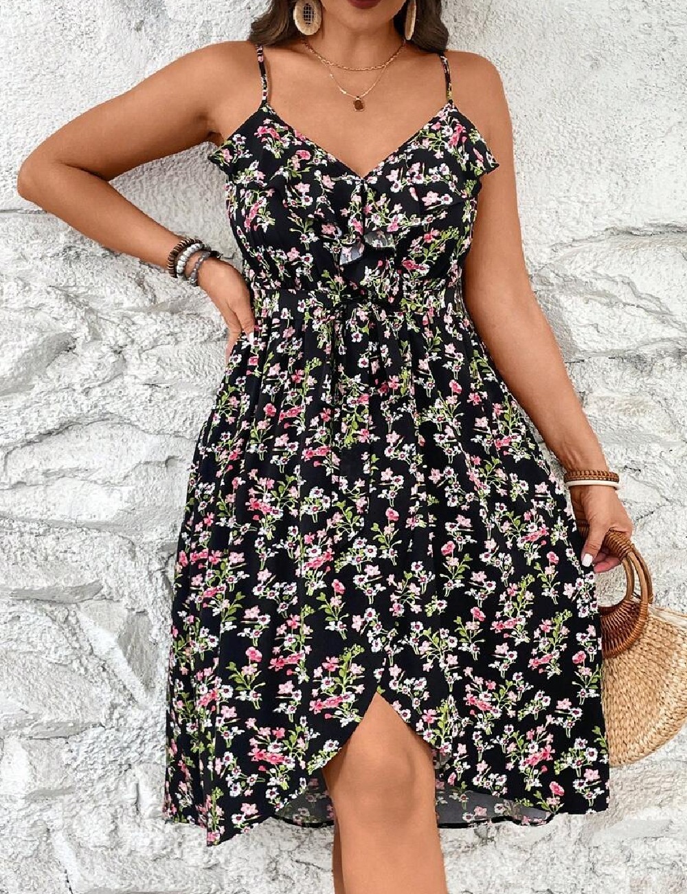 Rochie scurta SHEIN CURVE, floral print - 1 | YEO
