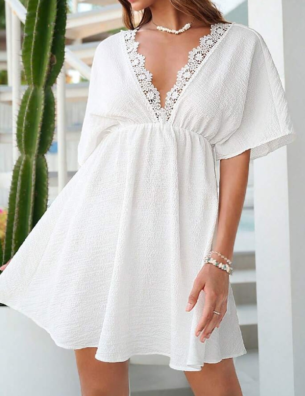 Rochie scurta SHEIN, alb - 1 | YEO