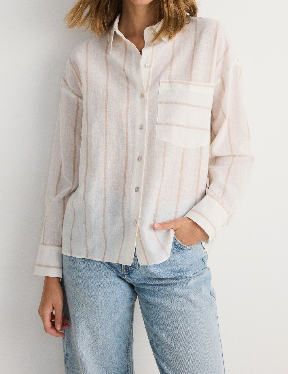 Camasa Oversize Reserved, crem - 1 | YEO