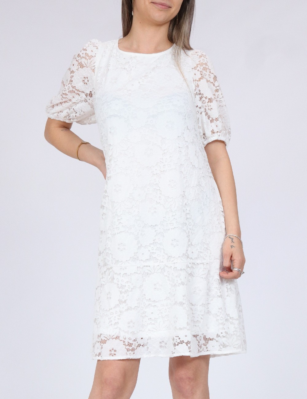 Rochie scurta Pieces, alb - 1 | YEO