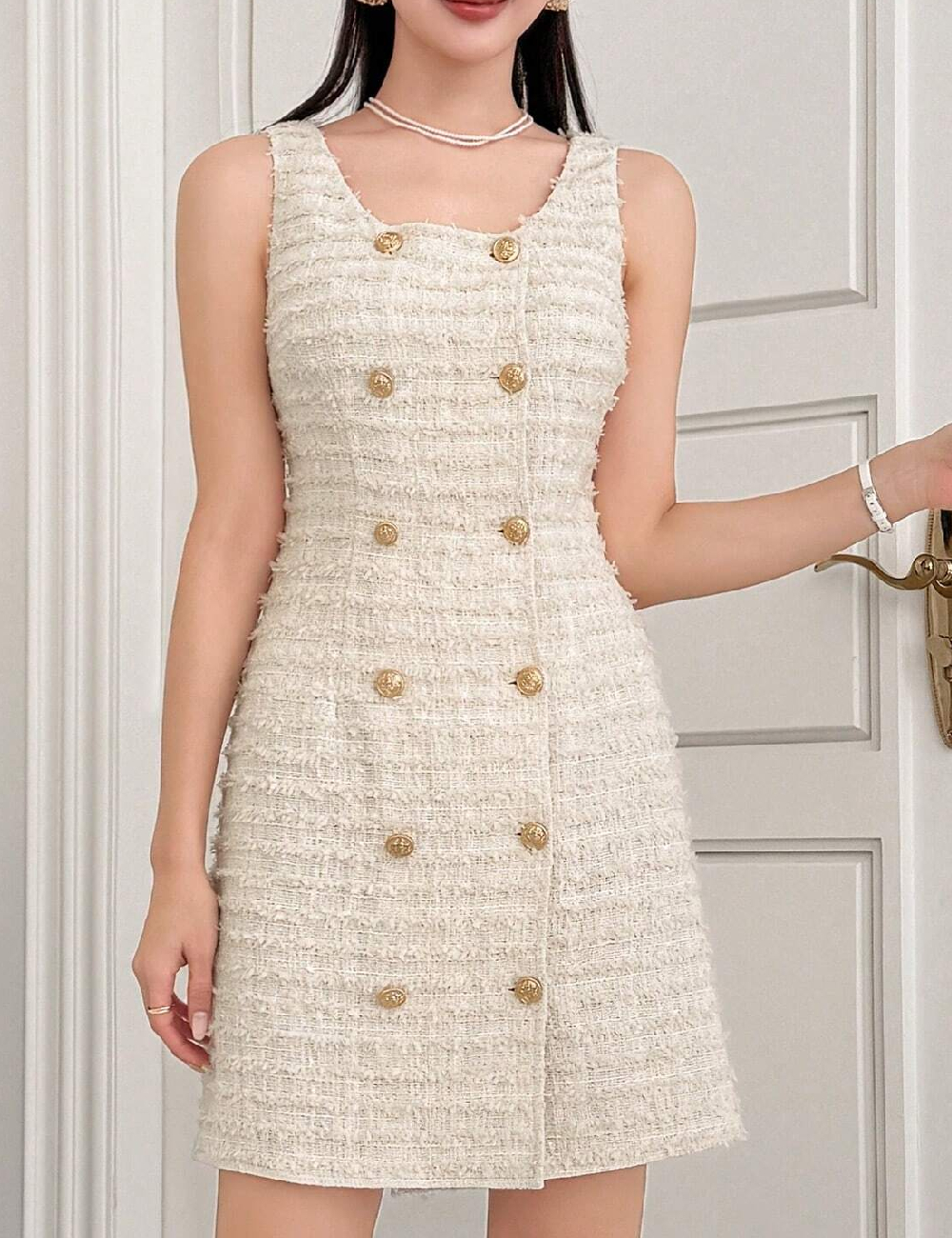 Rochie scurta Dazy, crem
