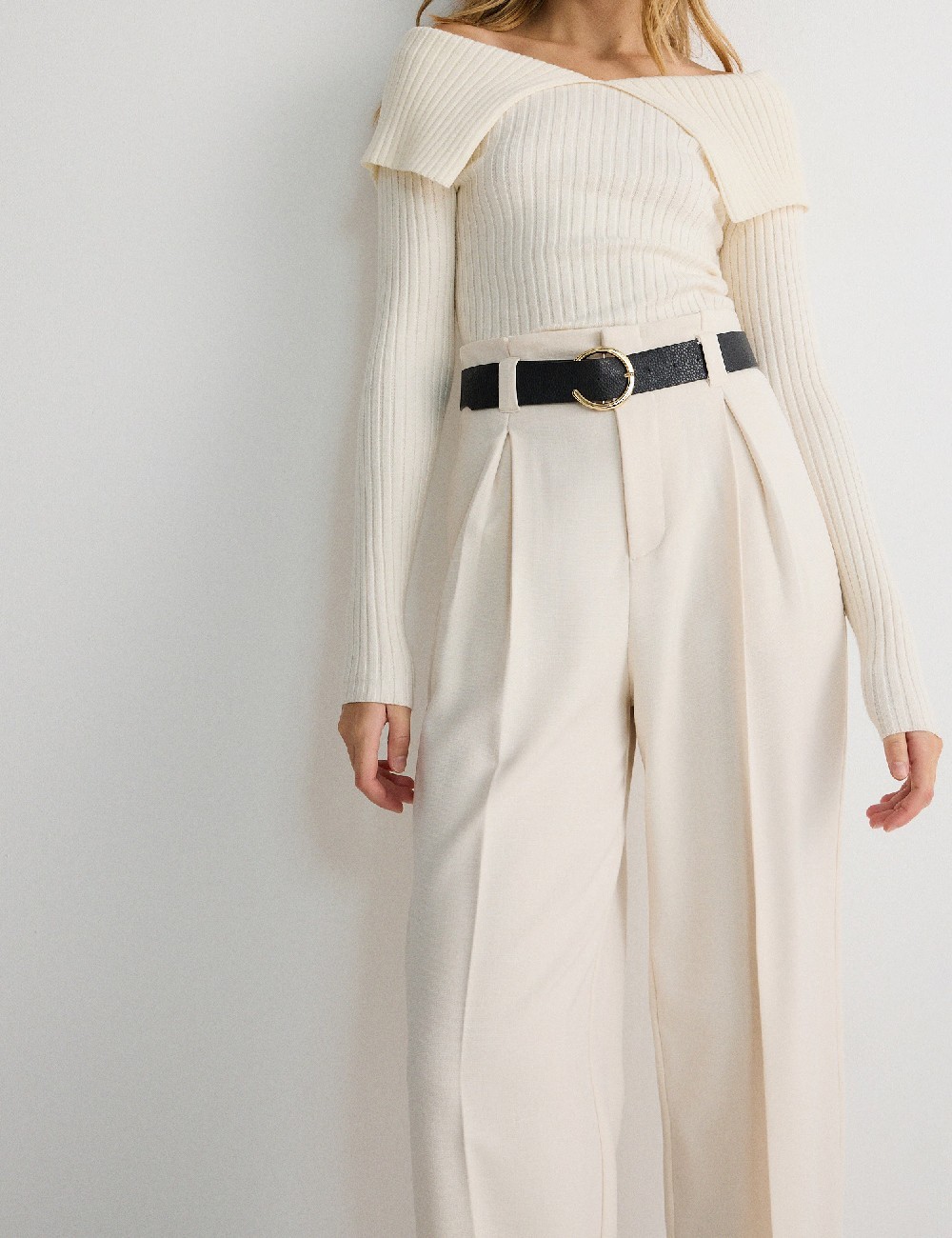 Pantaloni Reserved, crem - 1 | YEO