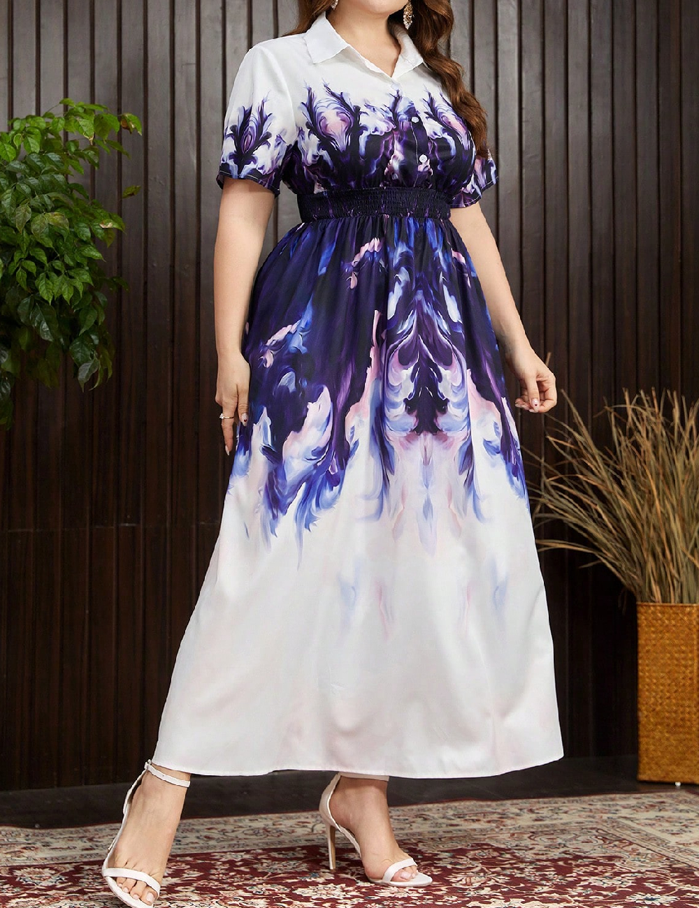 Rochie lunga SHEIN CURVE, alb/mov
