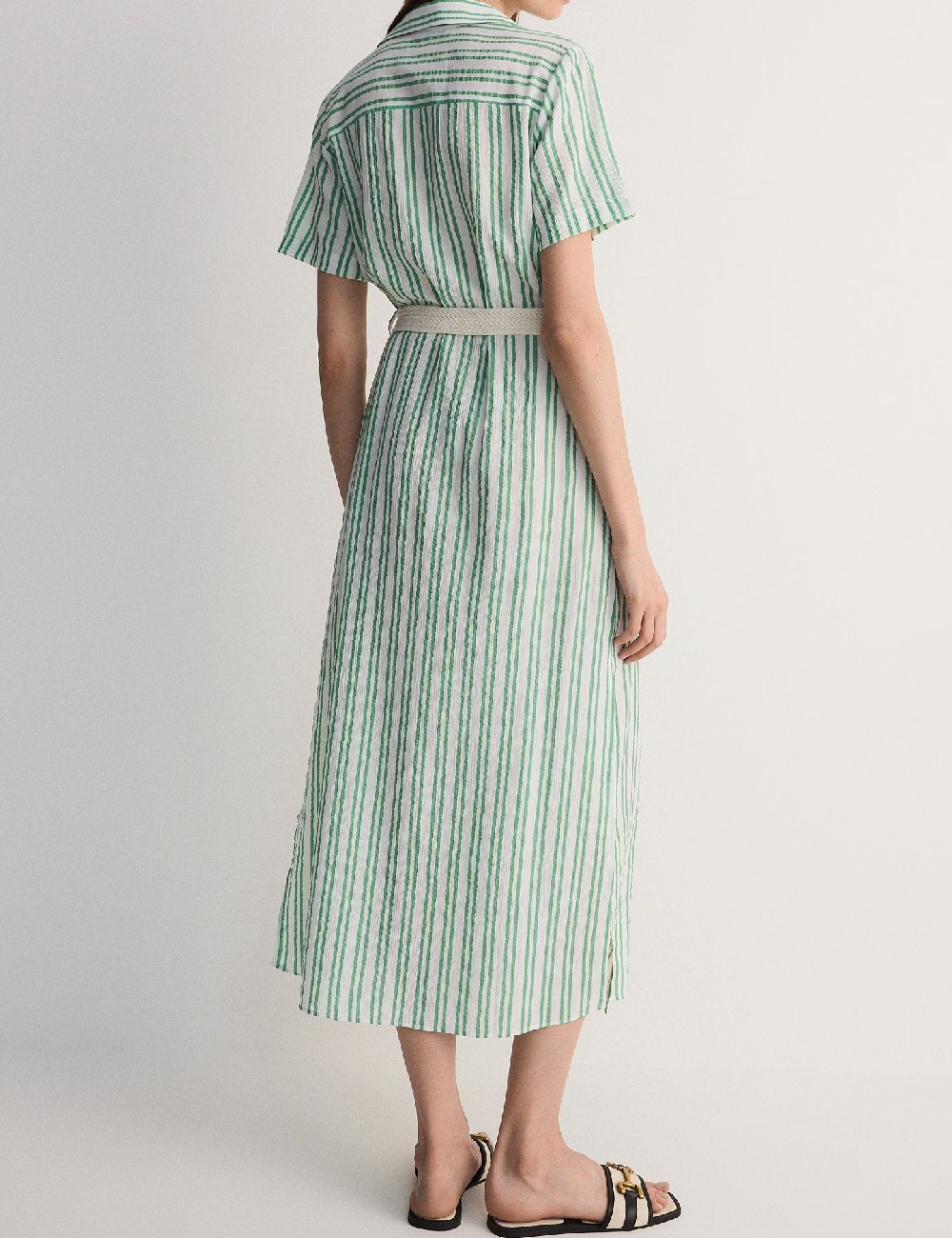 Rochie medie Reserved, alb/verde - 1 | YEO