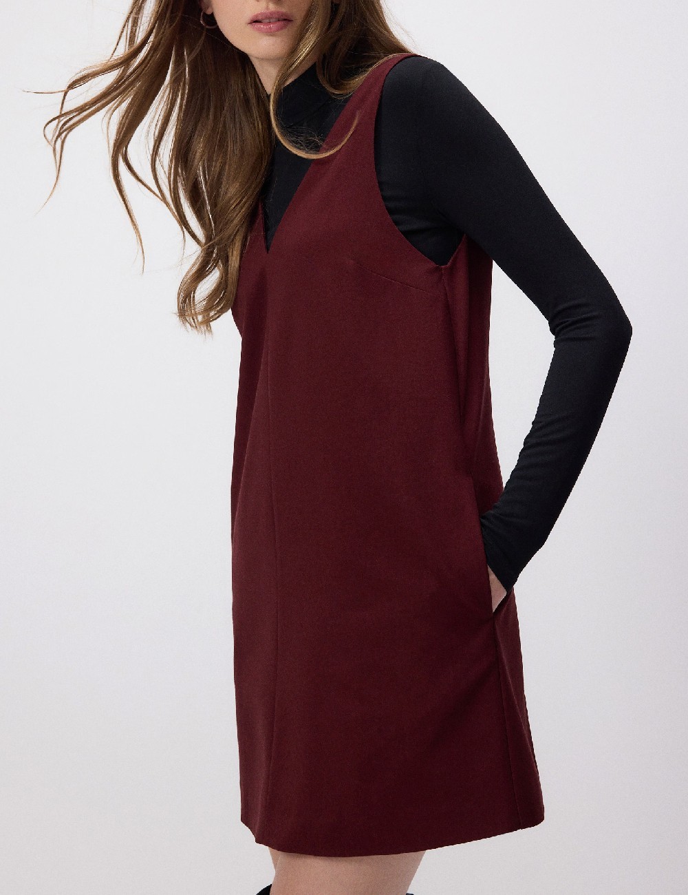 Rochie scurta Reserved, visiniu - 1 | YEO