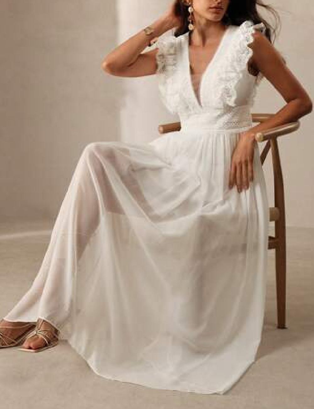 Rochie lunga Anewsta, alb