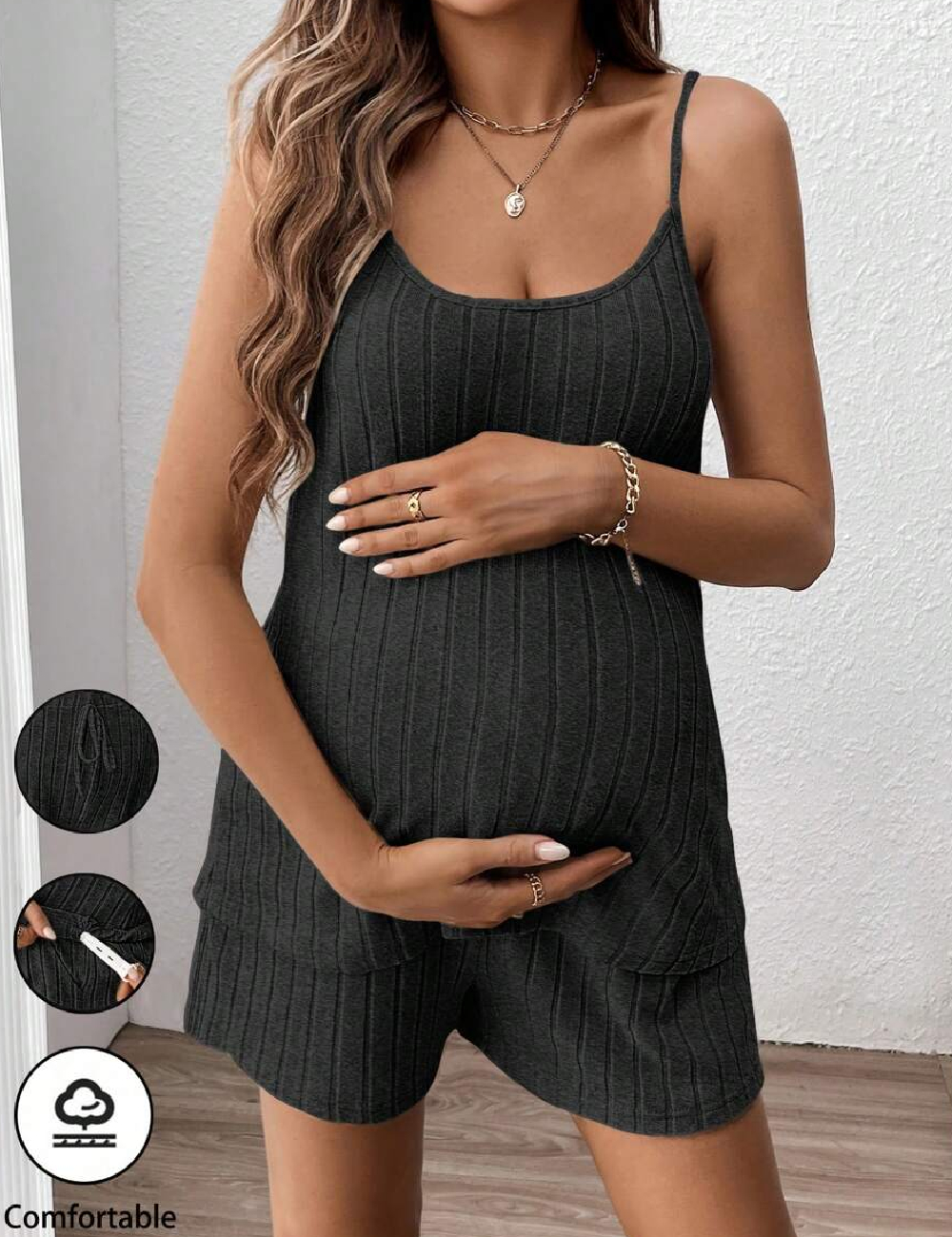 Compleu SHEIN Maternity, gri petrol