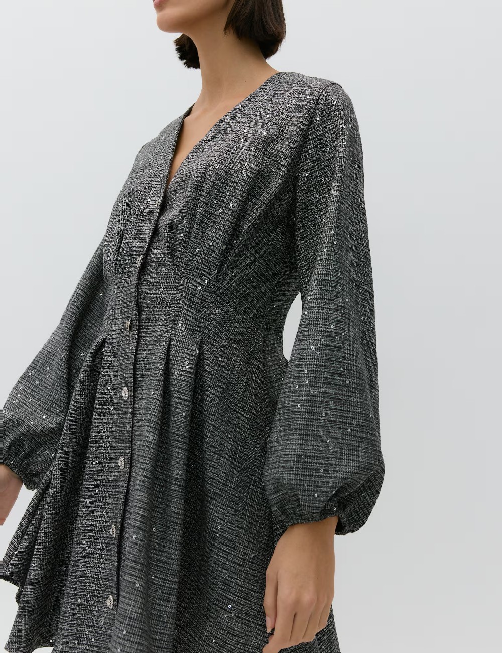 Rochie scurta Reserved, gri - 1 | YEO