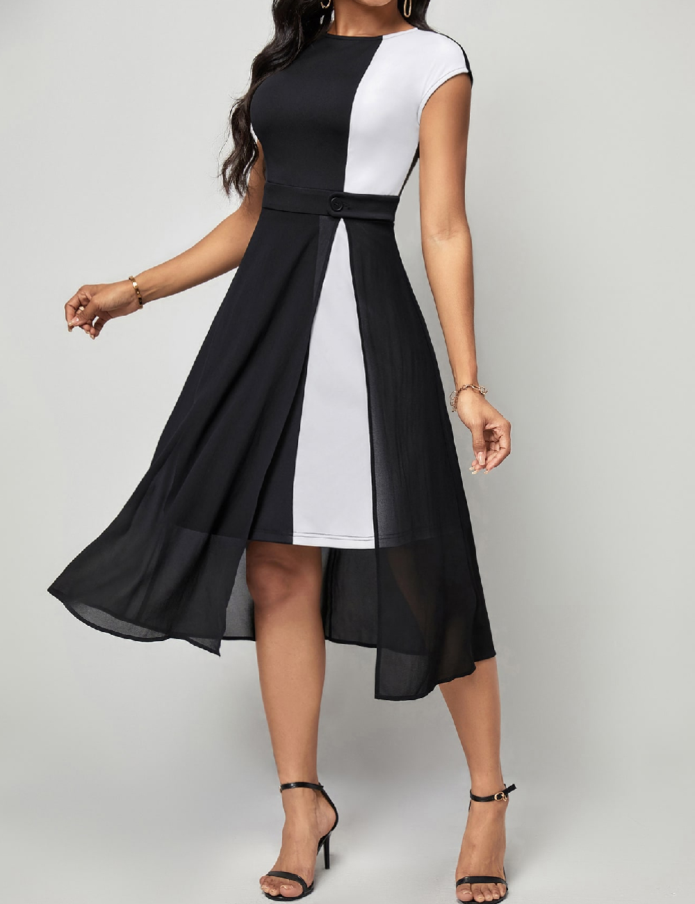 Rochie medie SHEIN, alb/negru