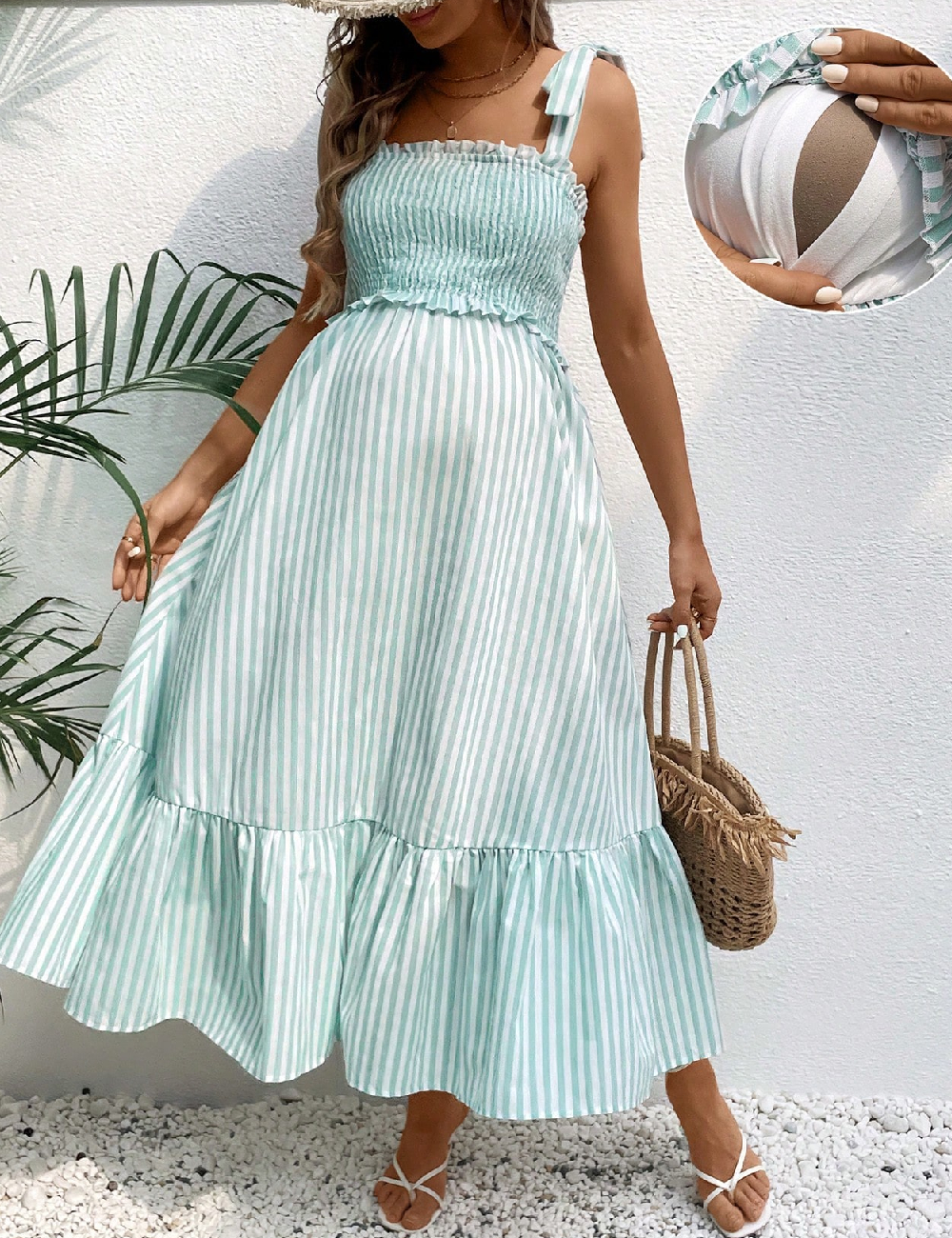 Rochie lunga SHEIN Maternity, verde