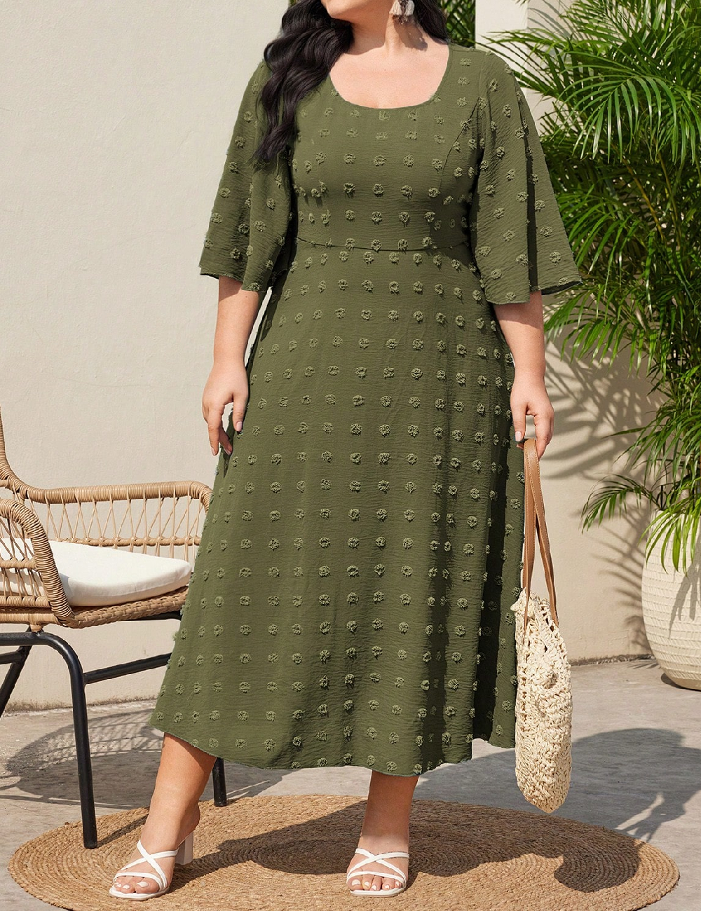 Rochie medie SHEIN CURVE, verde