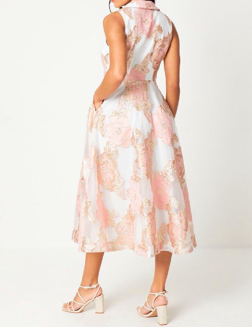 Rochie medie Coast, alb/roz - 1 | YEO