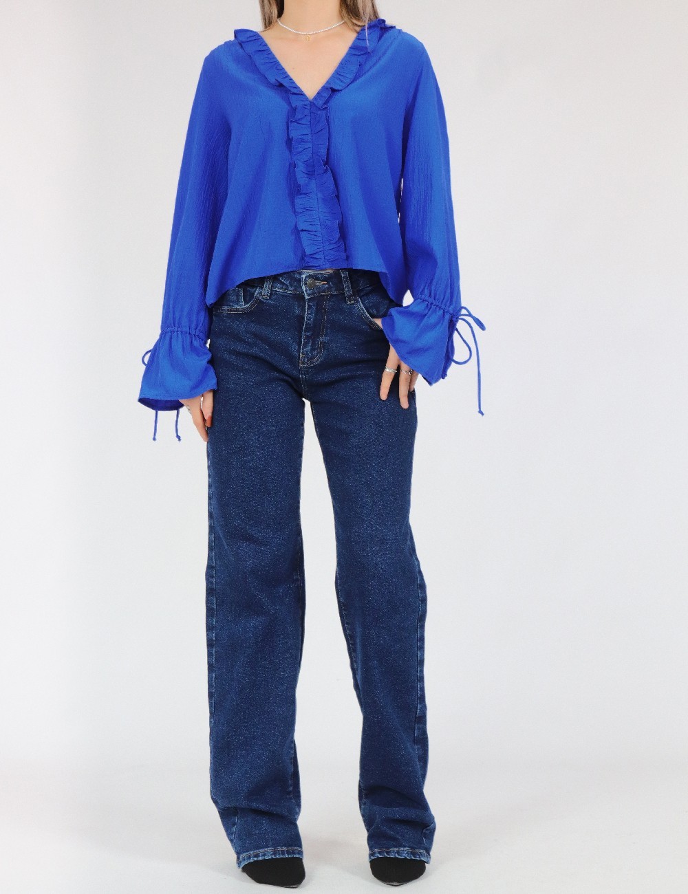 Bluza Pieces, albastru - 1 | YEO