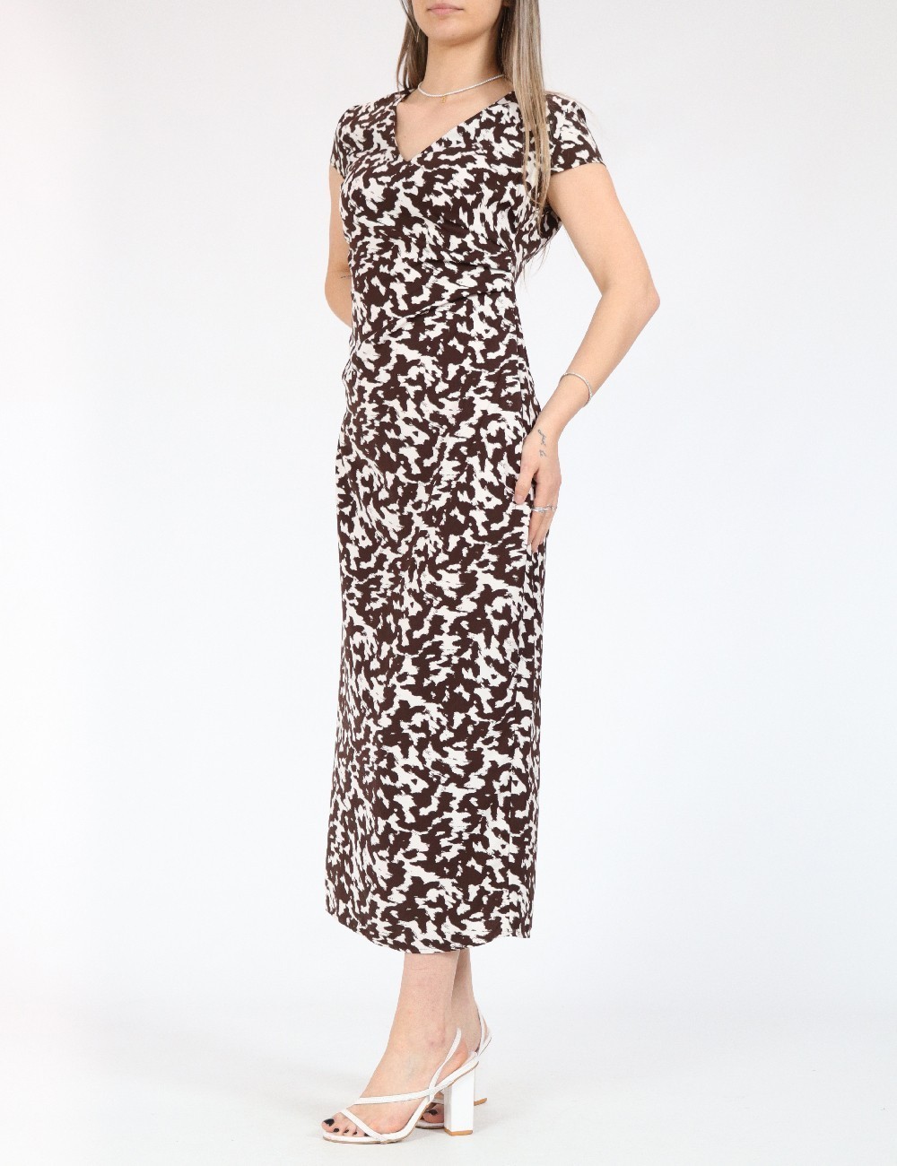 Rochie medie Only, maro/alb - 1 | YEO