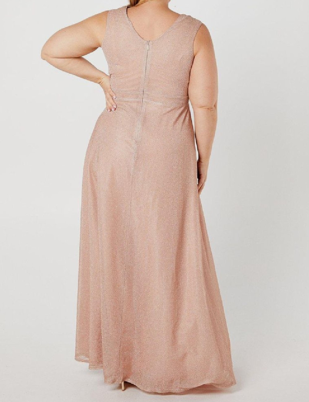 Rochie lunga Coast Plus Size, roz pudra inchis - 1 | YEO