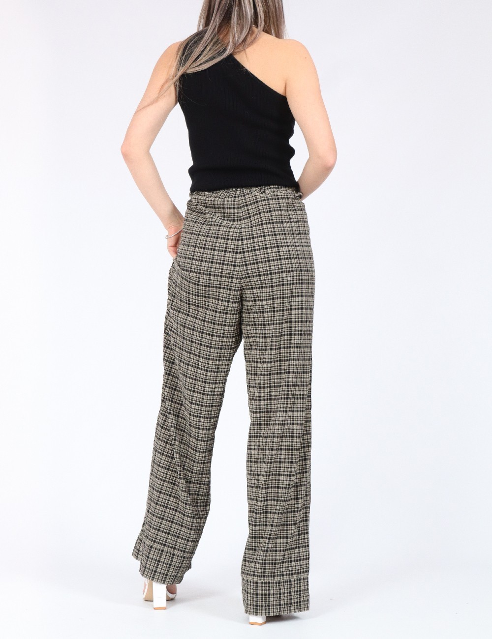 Pantaloni Vero Moda, negru/crem - 1 | YEO