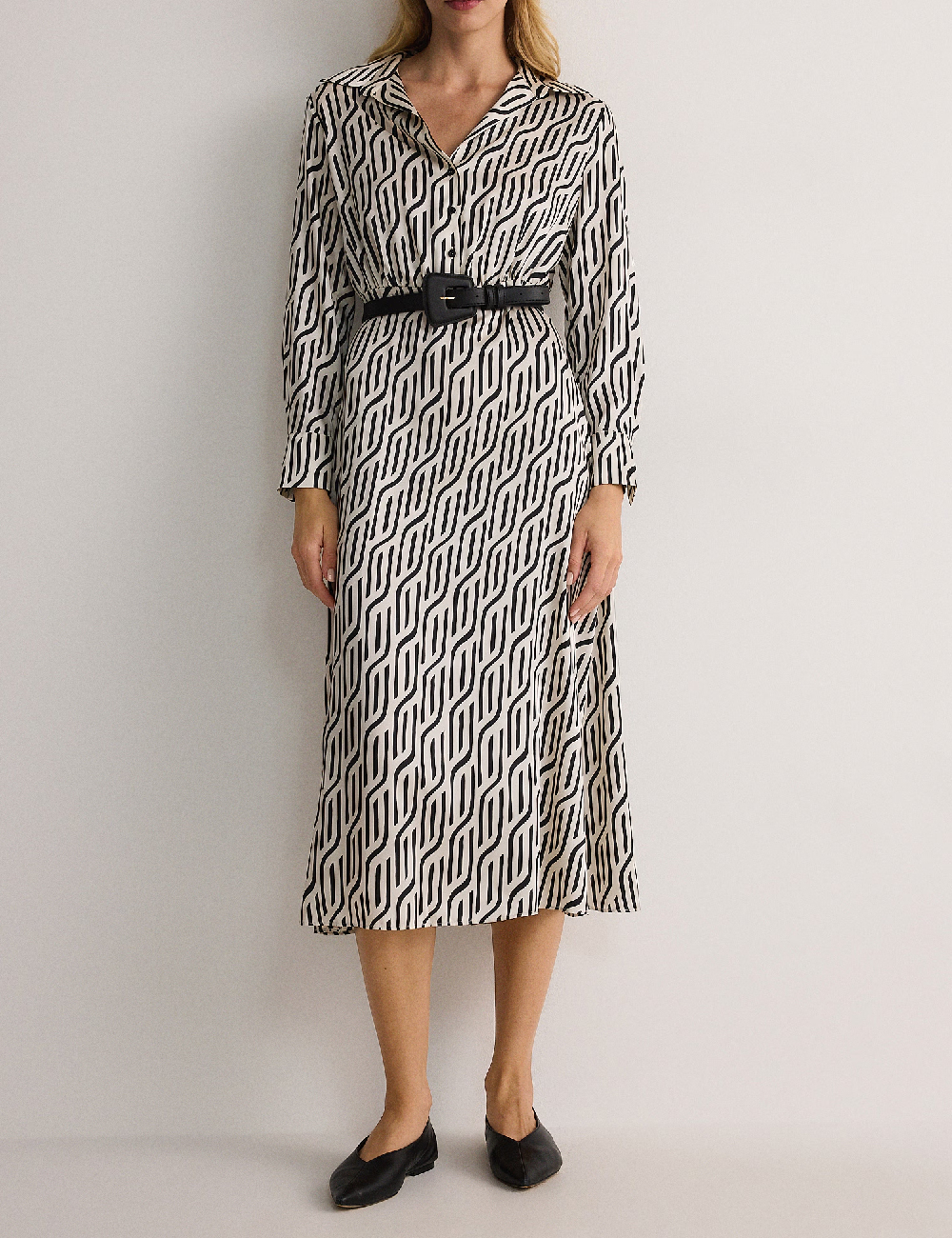 Rochie medie Reserved, alb/negru
