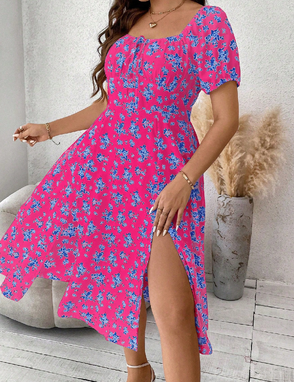 Rochie medie SHEIN CURVE, roz