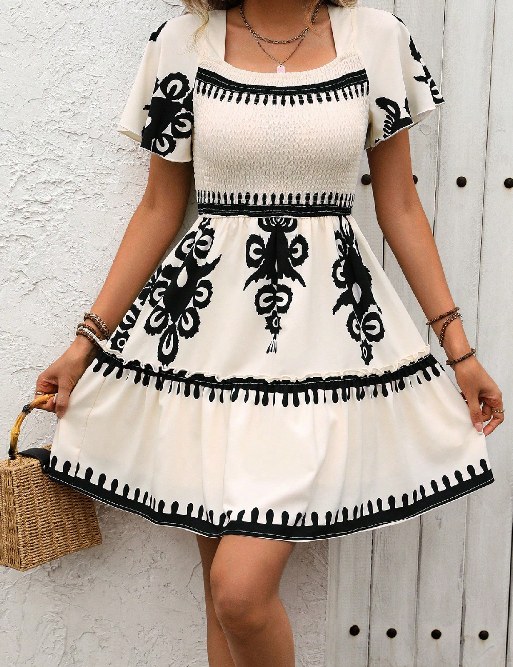 Rochie scurta SHEIN, crem