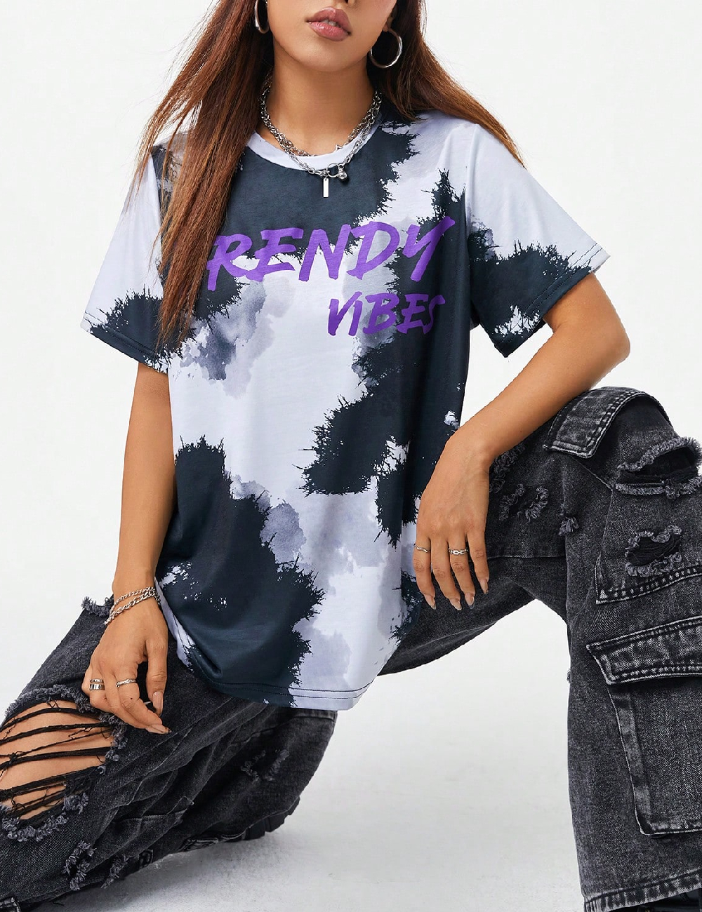 Tricou SHEIN, alb/negru