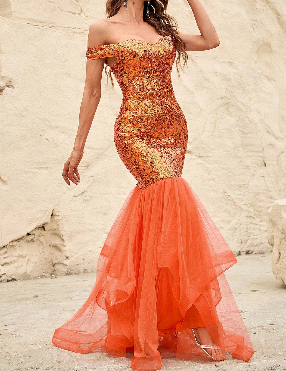 Rochie lunga Faeriesty, portocaliu