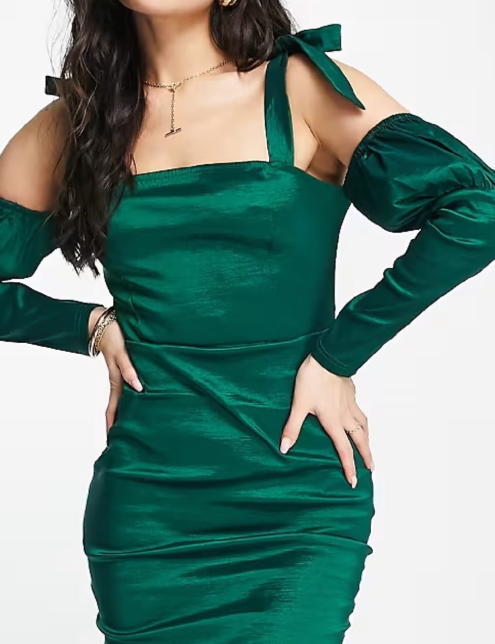 Rochie scurta NAANAA, verde - 1 | YEO