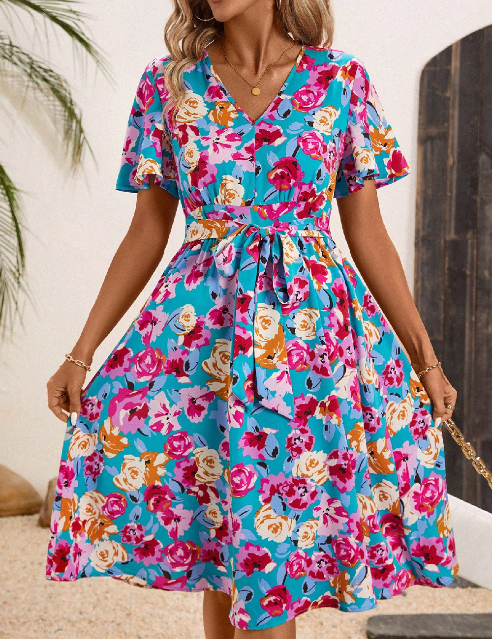 Rochie medie SHEIN, floral print