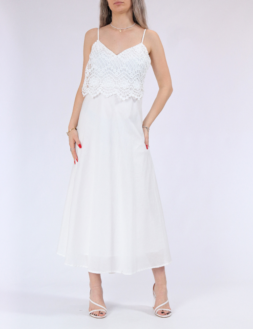 Rochie lunga Only, alb