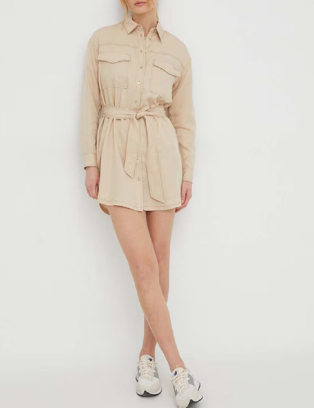 Rochie scurta Pepe Jeans, crem