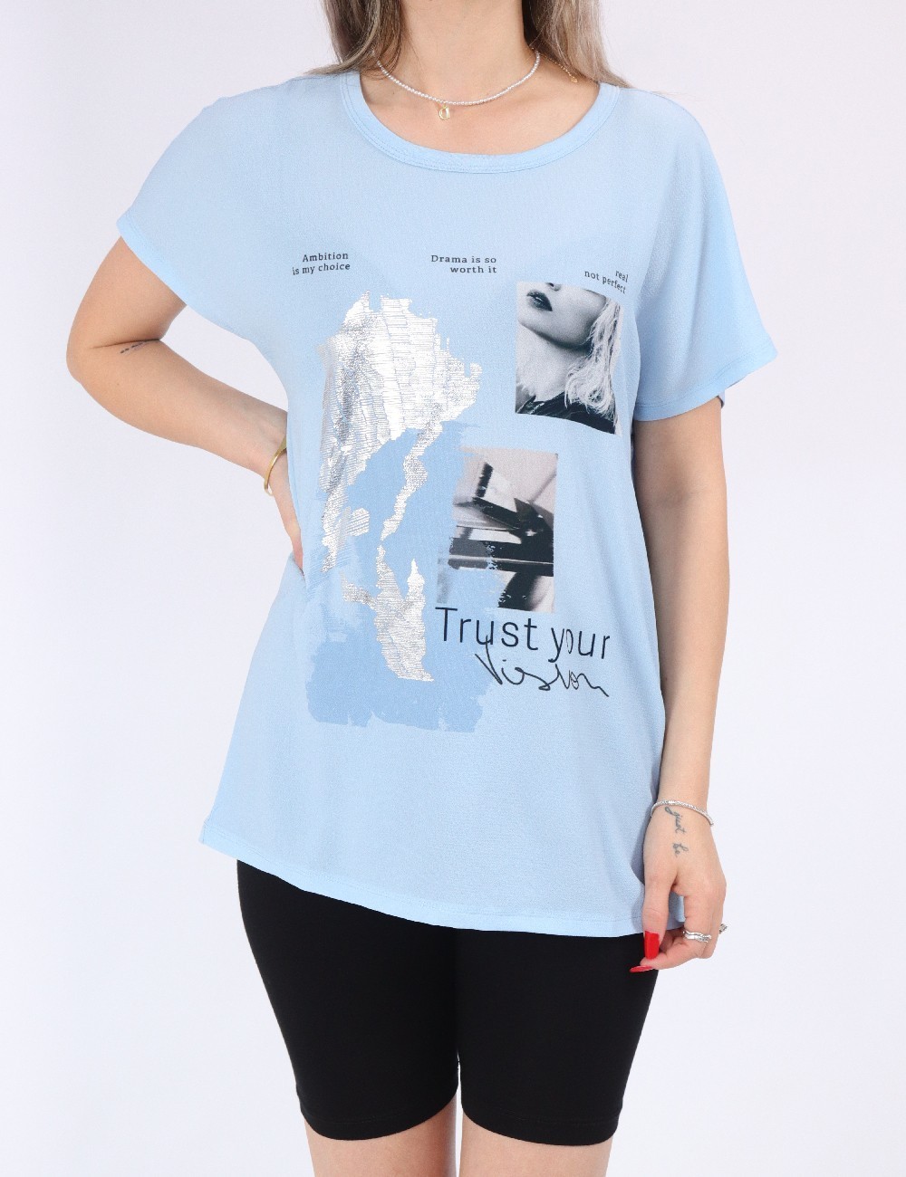 Tricou Only, albastru - 1 | YEO