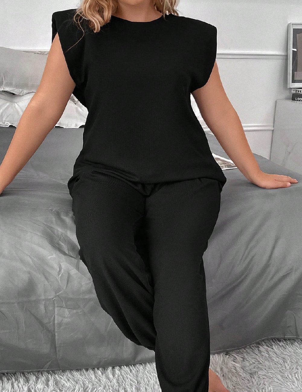 Pijama SHEIN CURVE, negru