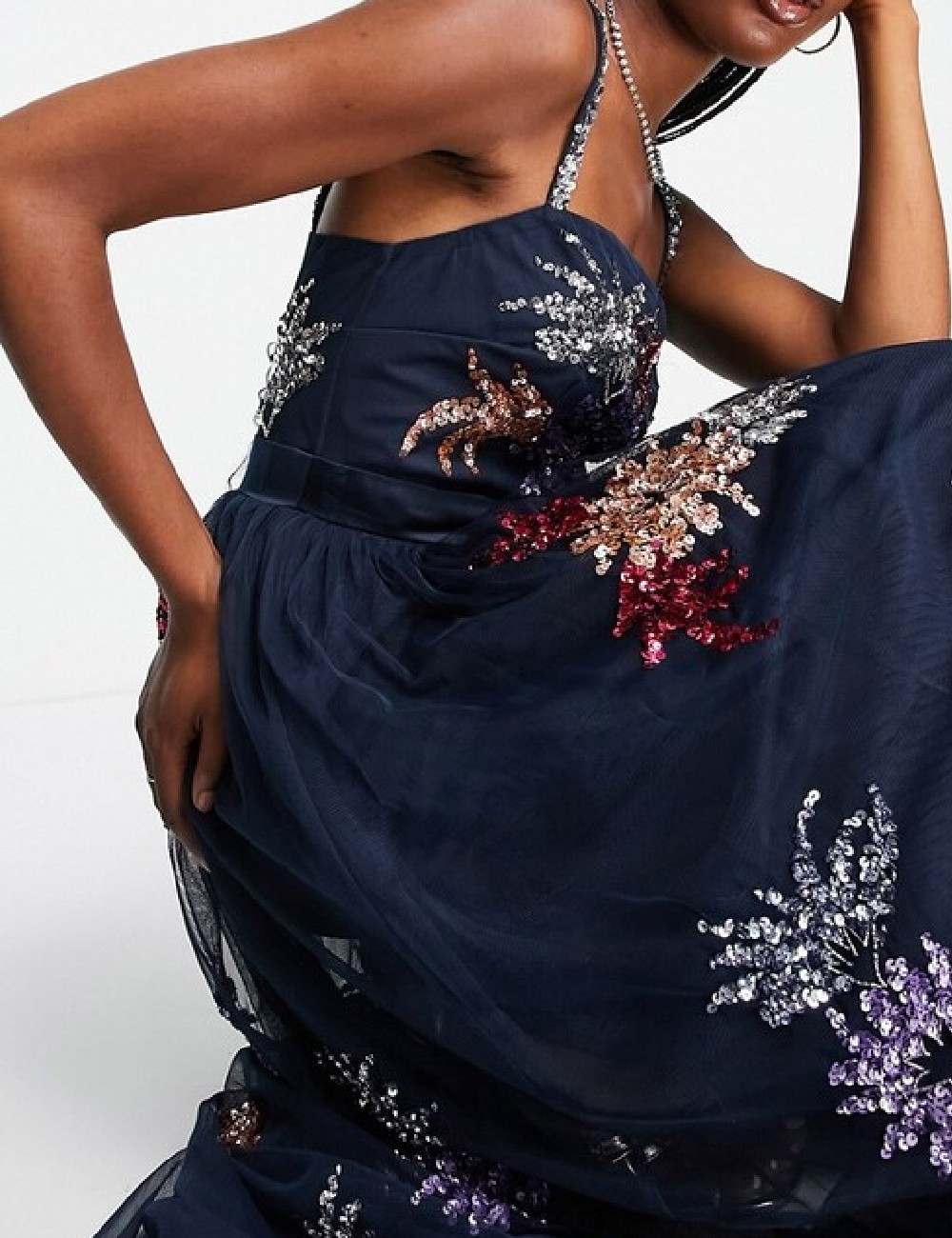 Rochie lunga Maya Deluxe, bleumarin - 1 | YEO