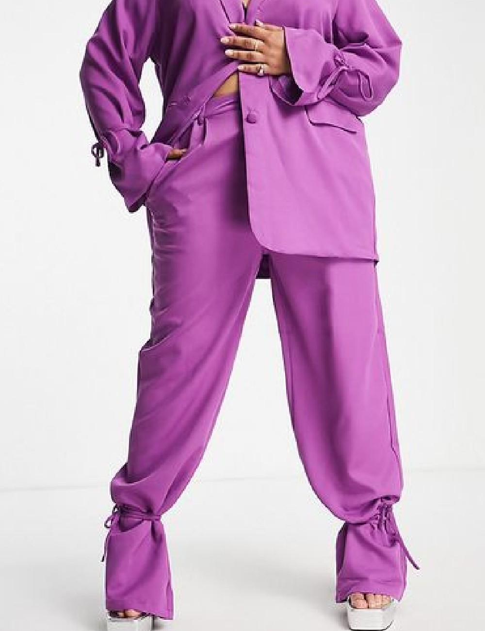 Pantaloni Heartbreak Plus Size, mov - 1 | YEO
