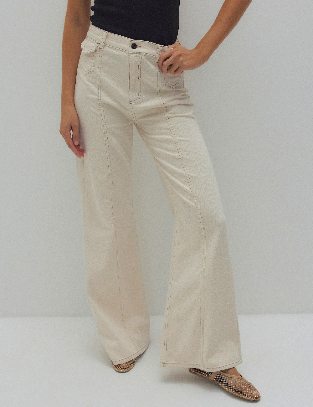 Pantaloni Reserved, crem