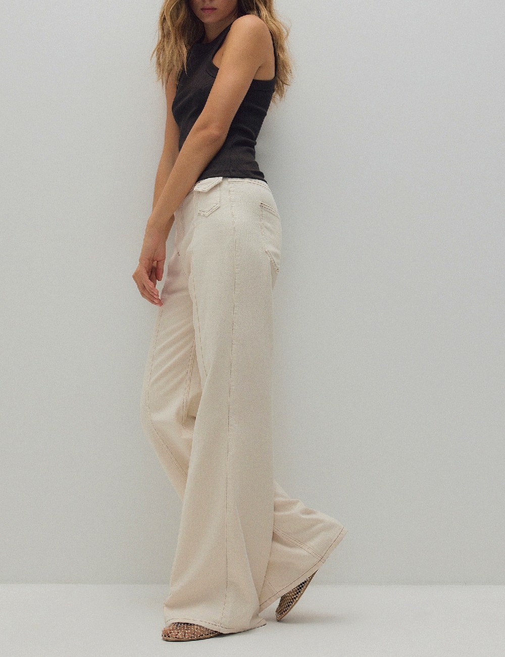 Pantaloni Reserved, crem - 1 | YEO
