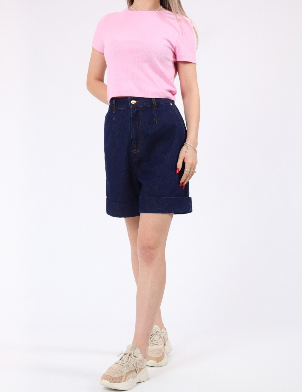 Pantaloni scurti Jacqueline de Yong, bleumarin - 1 | YEO