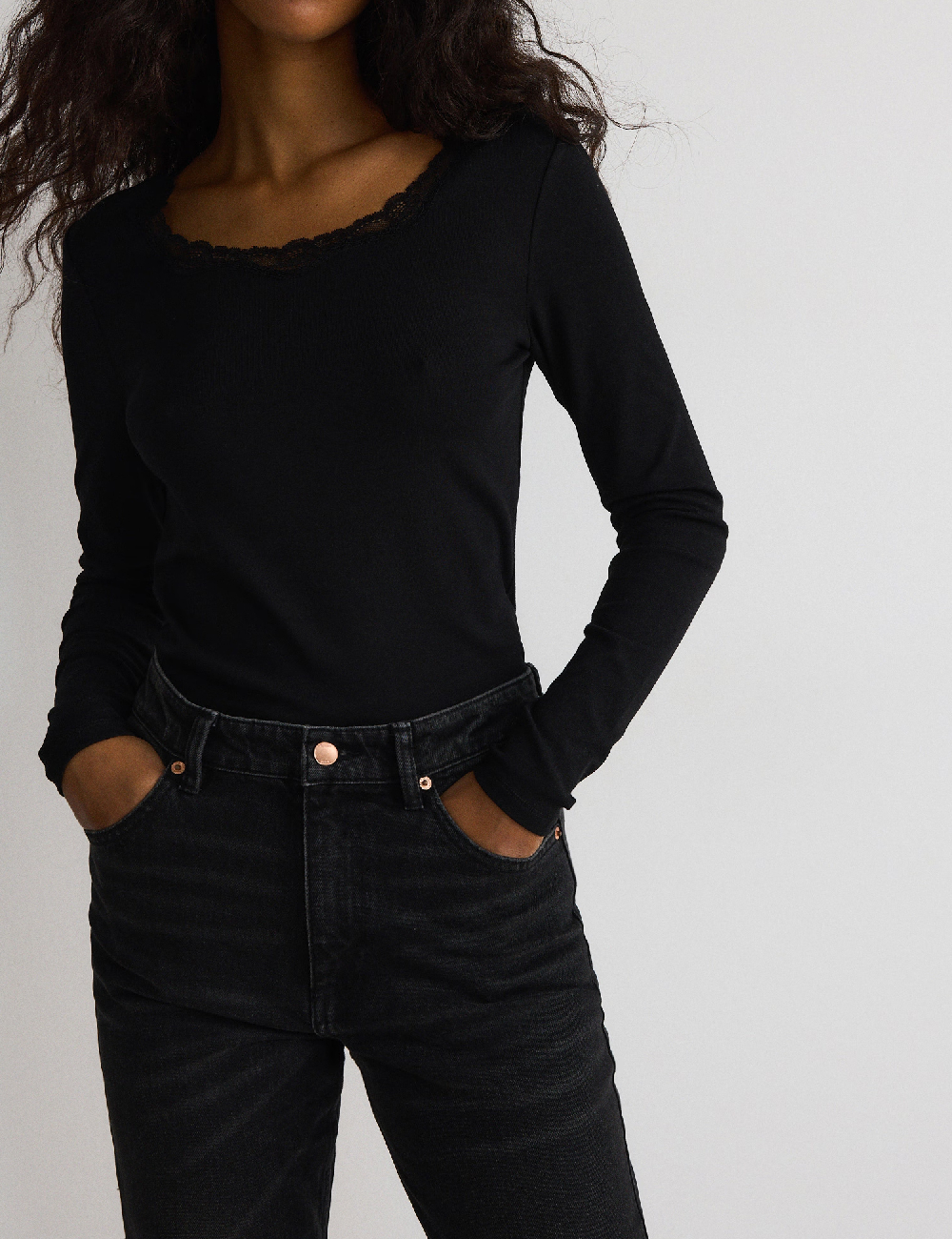 Blugi Reserved, negru - 1 | YEO