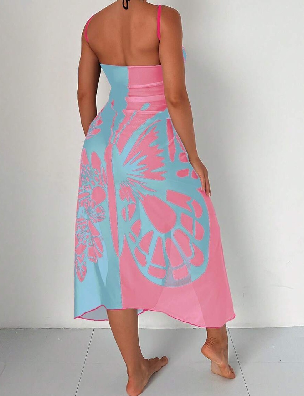 Rochie de plaja SHEIN, roz/albastru - 1 | YEO