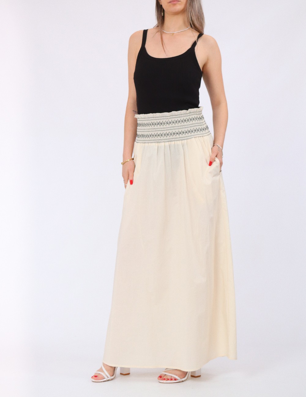 Fusta Vero Moda, crem - 1 | YEO