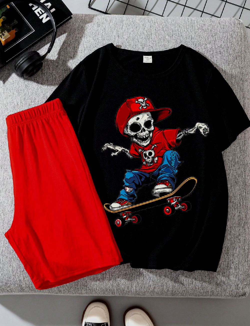 Compleu Shein Kids, negru/rosu