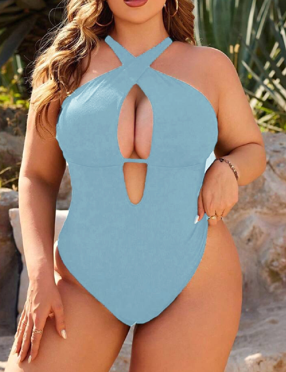 Costum de baie SHEIN CURVE, bleu