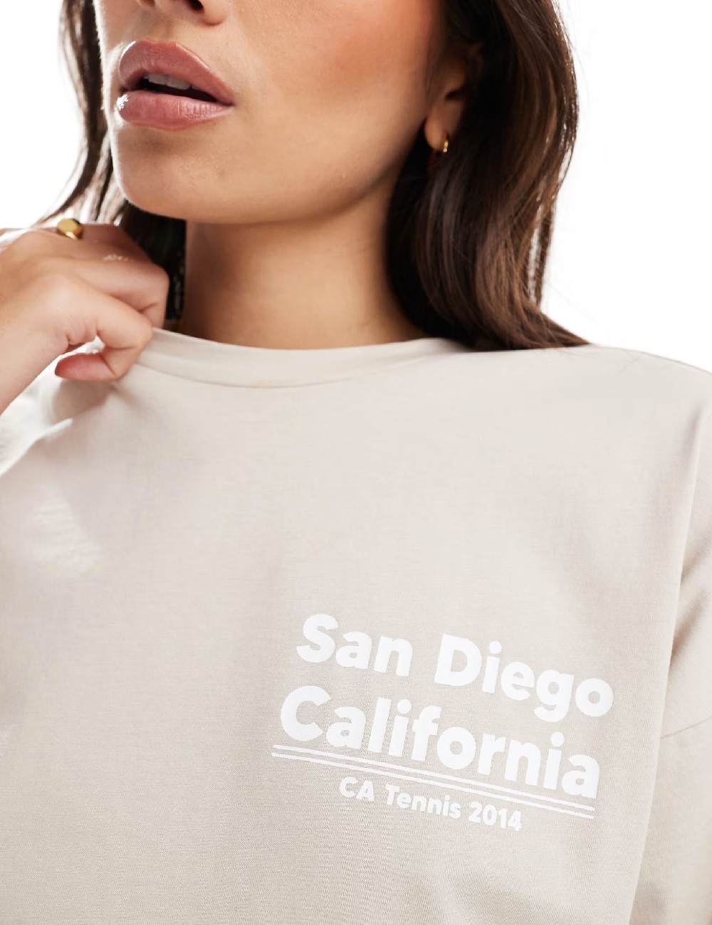 Tricou Oversize Pieces, crem - 1 | YEO