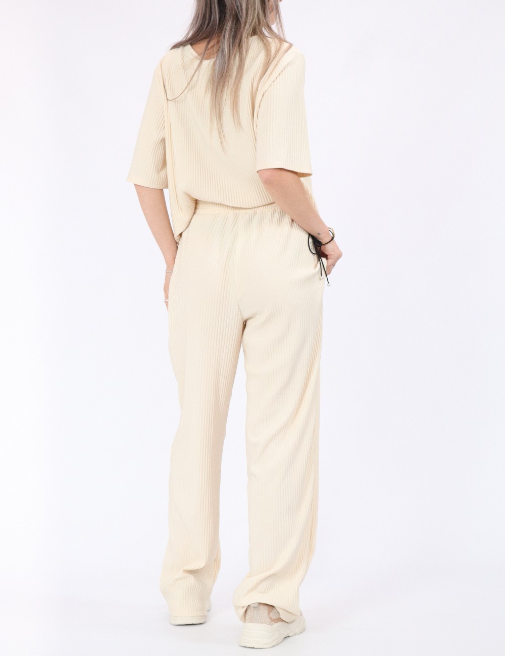 Pantaloni Pieces, crem - 1 | YEO