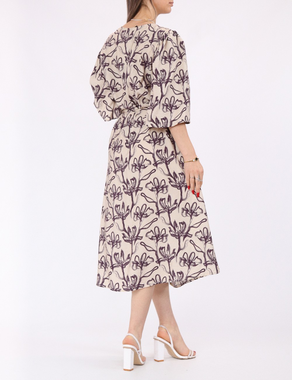 Rochie medie Vero Moda, crem/mov - 1 | YEO